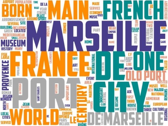 Marseille Wordart Banner: Hand-Drawn Colorful Wordclouds for Meaningful, Multi-Use Design