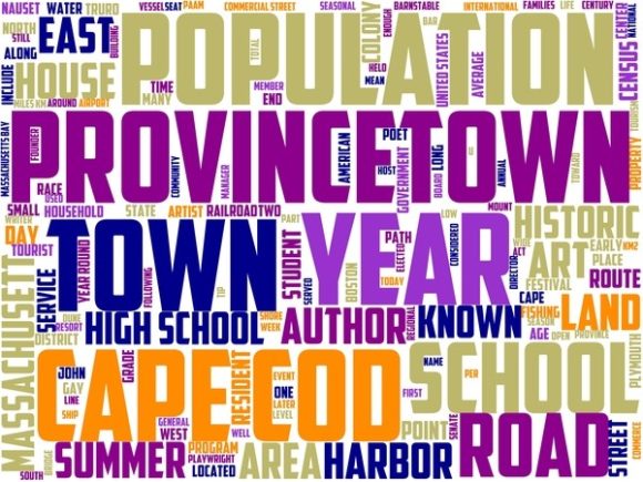 Provincetown Wordart Tie Dye: A Hand-Drawn Word Cloud for Creative Expression